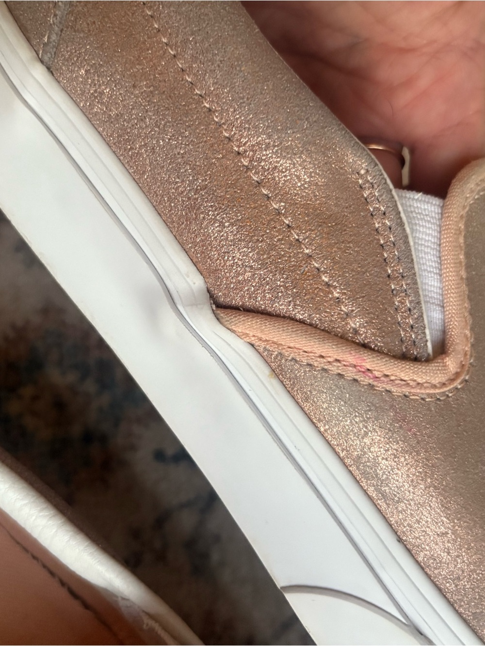Women’s Size 9 Vans Slip-On Metallic Rose Sneakers - Picture 11 of 12